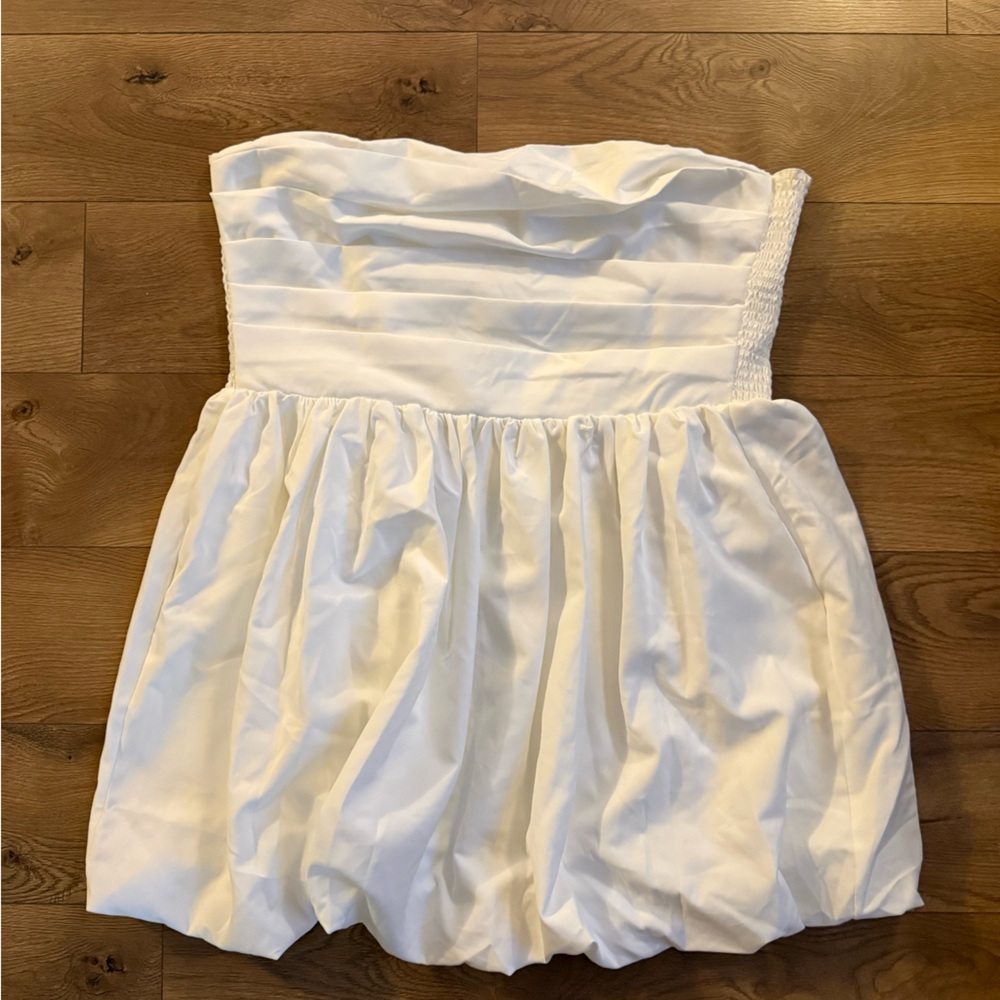 Showpo strapless white bubble dress